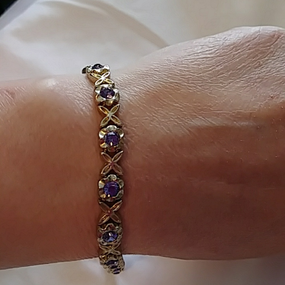 Antique Silver Bracelet with Amethyst